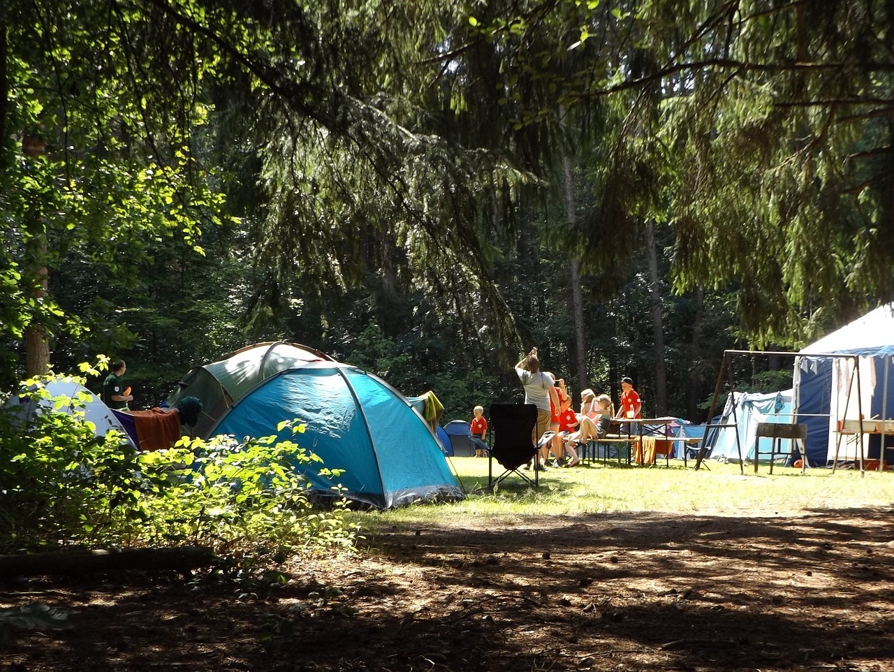 Family camping together