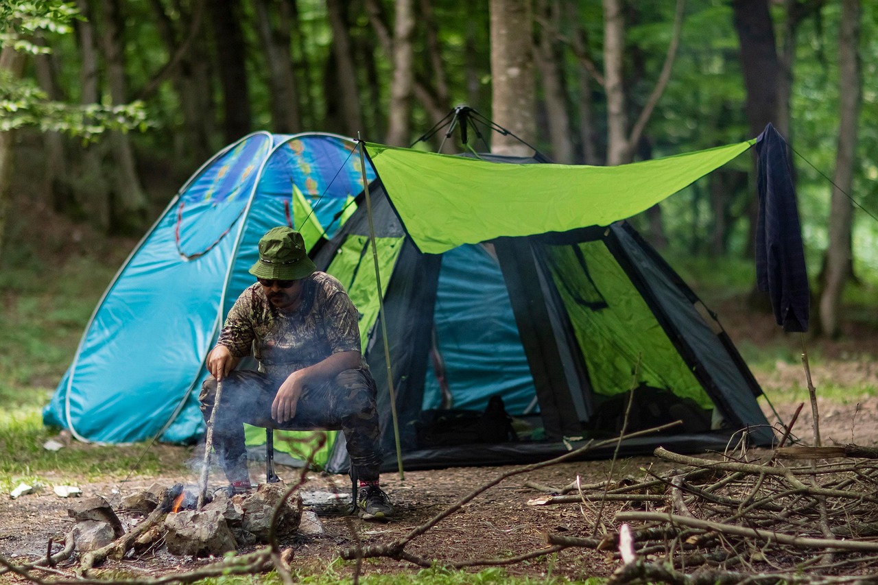 A pop-up tent laid out flat ready to be folded