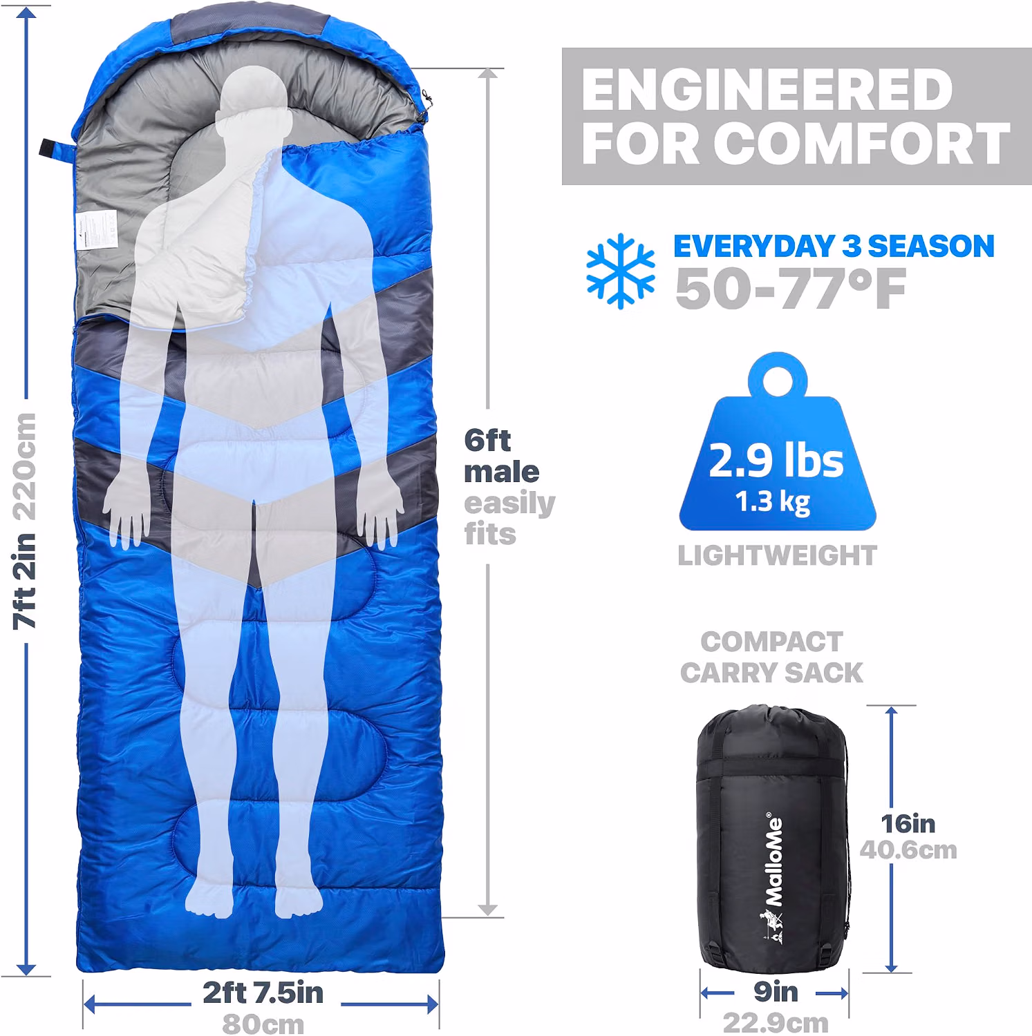 MalloMe sleeping bag compression sack for easy portability