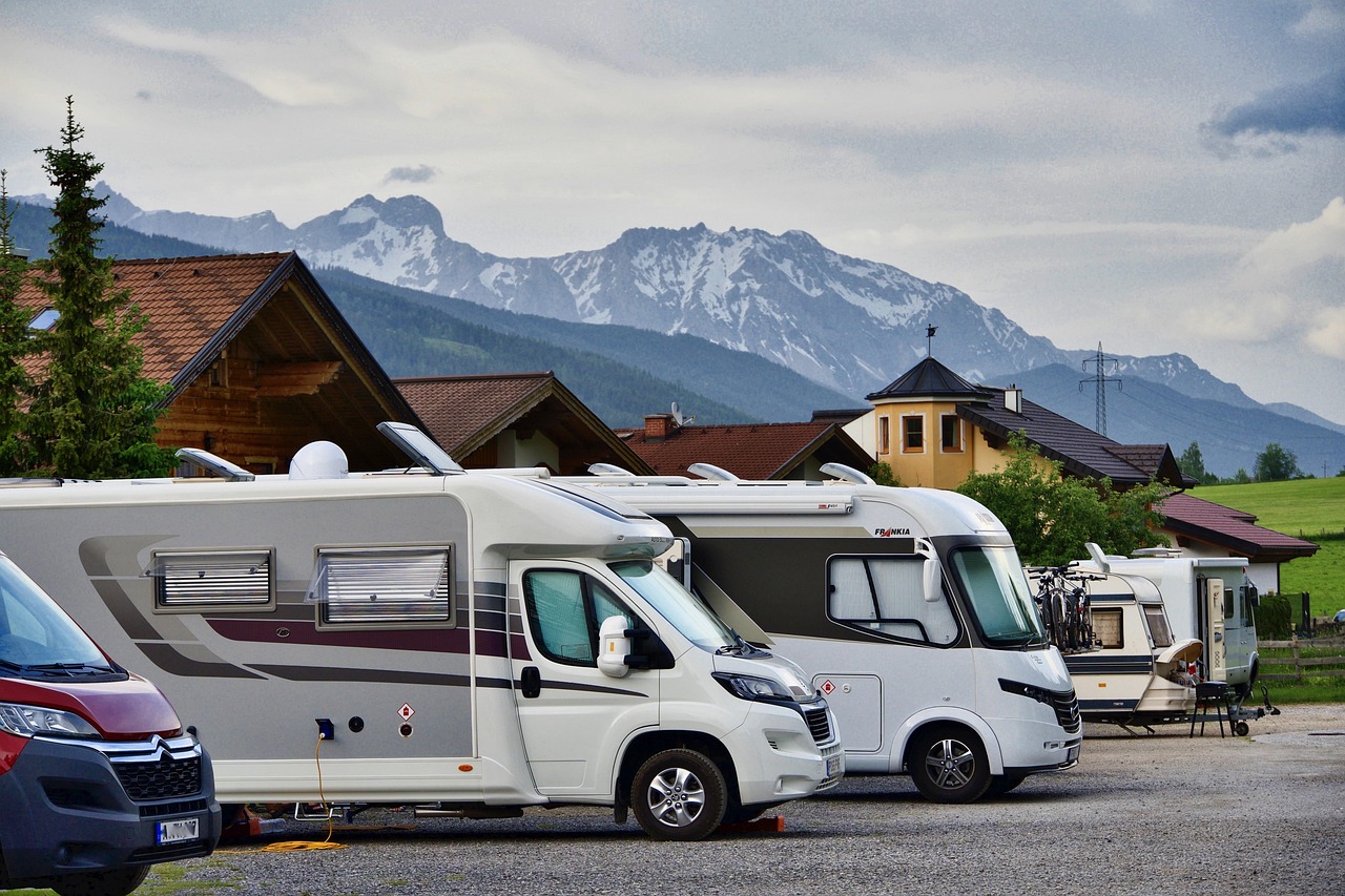 RV parked at a scenic campground